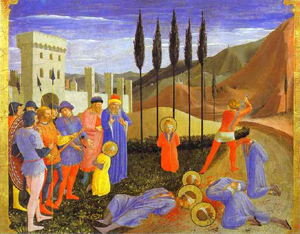Fra Angelico's San Marco Altarpiece: Beheading of Cosmas and Damian (Louvre, c. 1440)