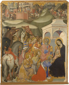 Bartolo di Fredi's Adoration of the Magi (photo by Museum of Biblical Art, Pinacoteca Nazionale, Siena, c. 1475–1485)
