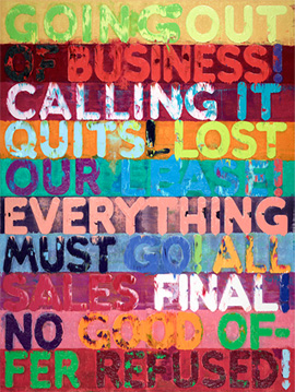 Mel Bochner's Going Out of Business (private collection, 2012)