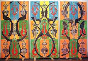 Philip Taaffe's Vasorum (Vessel Triptych) (Gagosian, 2006)